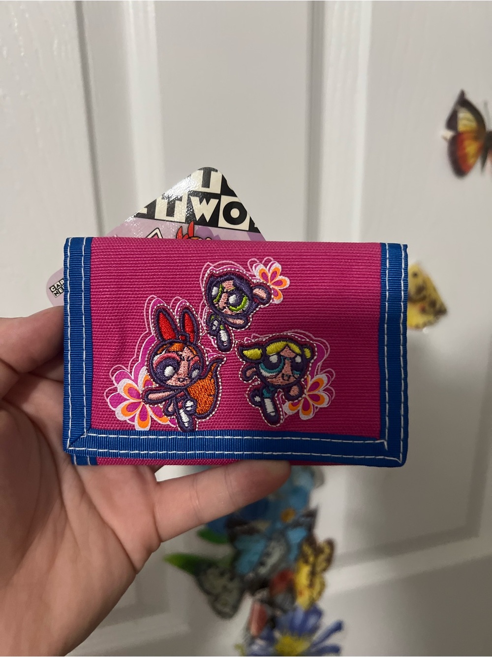 Vintage Powerpuff Girls Trifold Wallet with Blue Trim